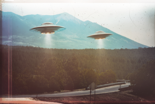 UFO, droga, krajobraz